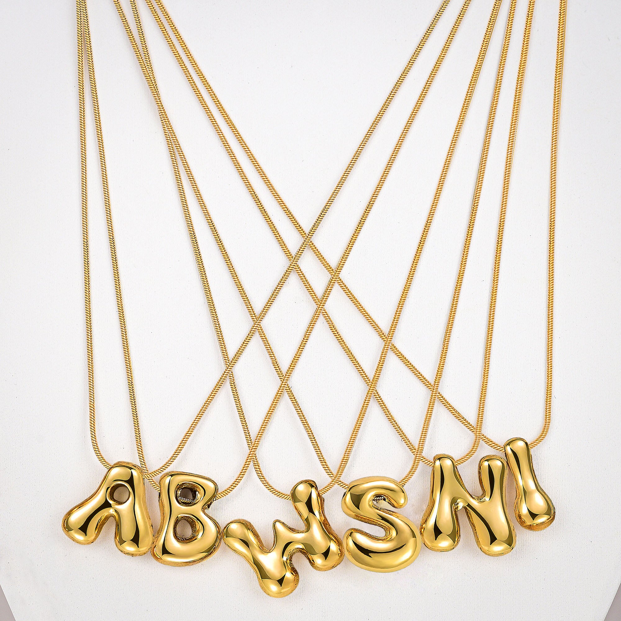 Golden Glow Bubble Letter Necklace