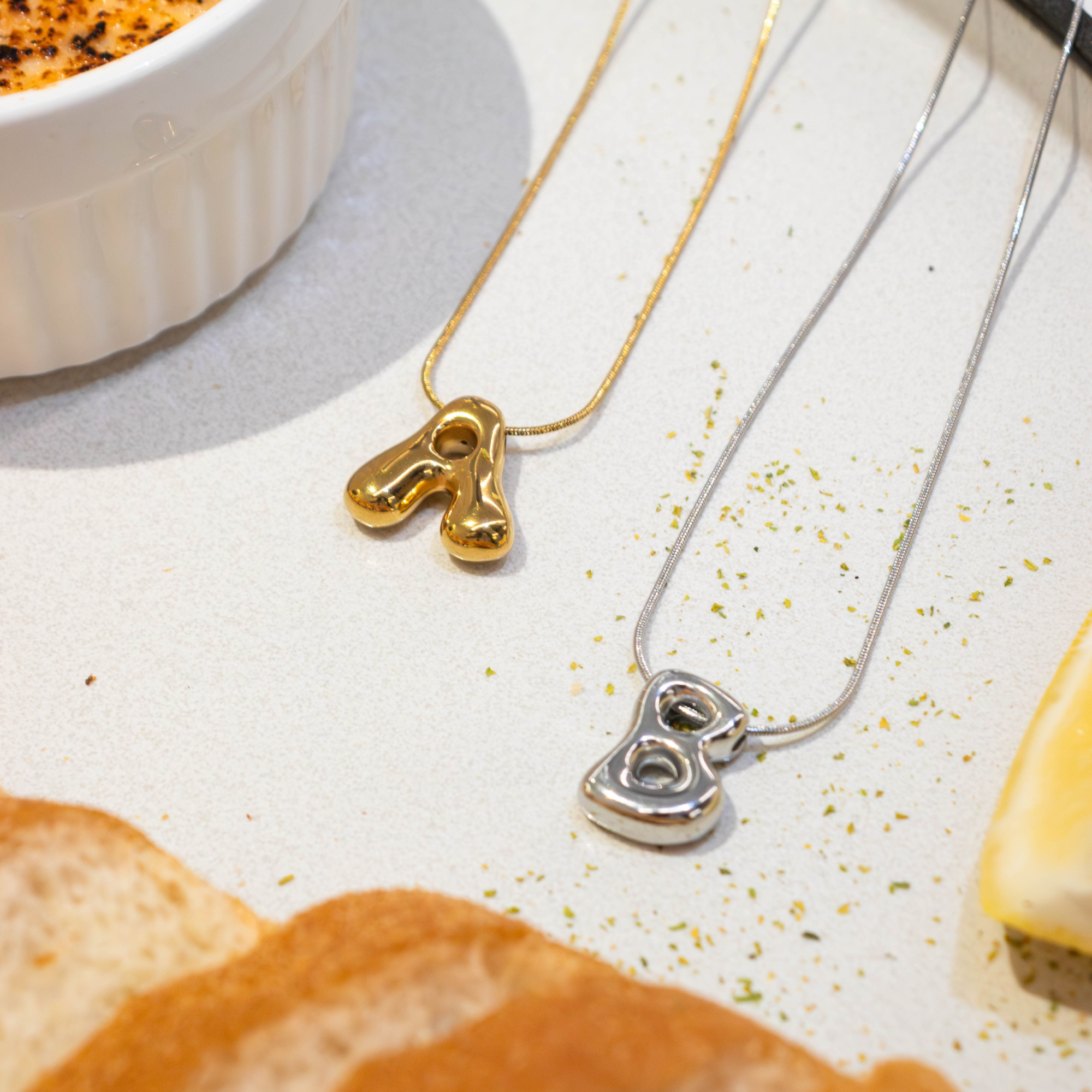 Golden Glow Bubble Letter Necklace