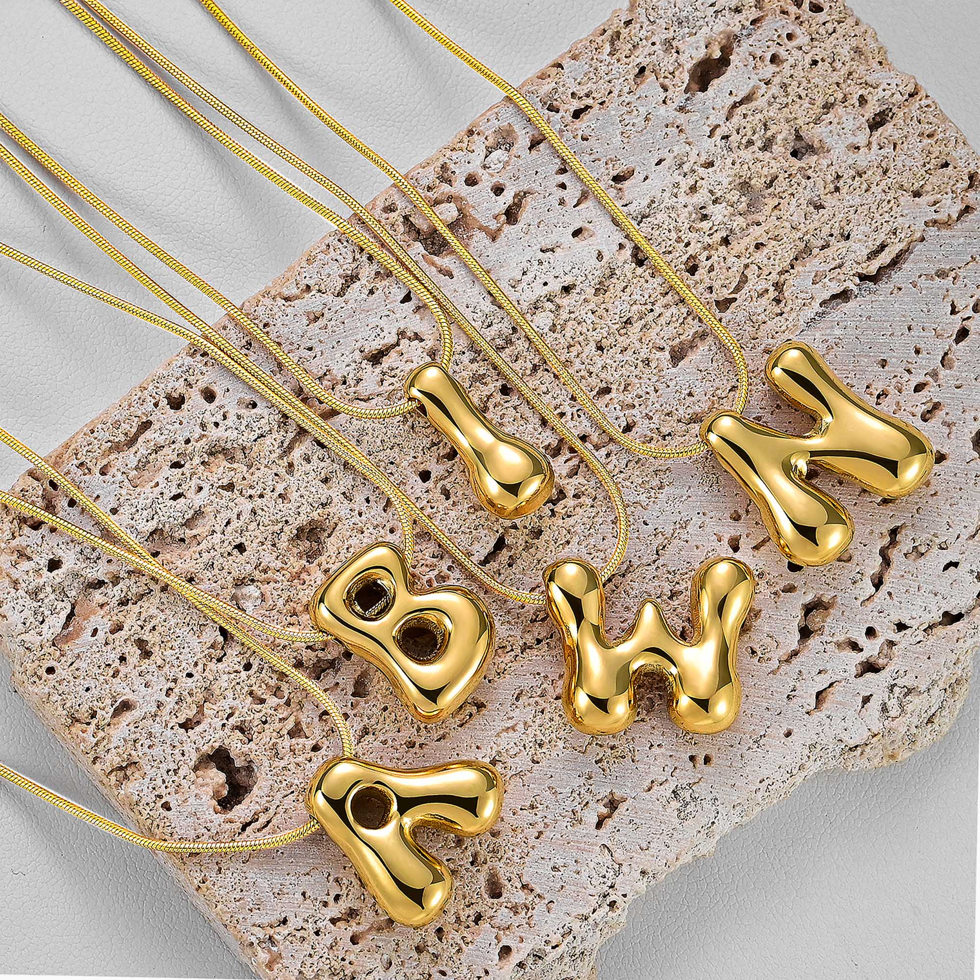Golden Glow Bubble Letter Necklace