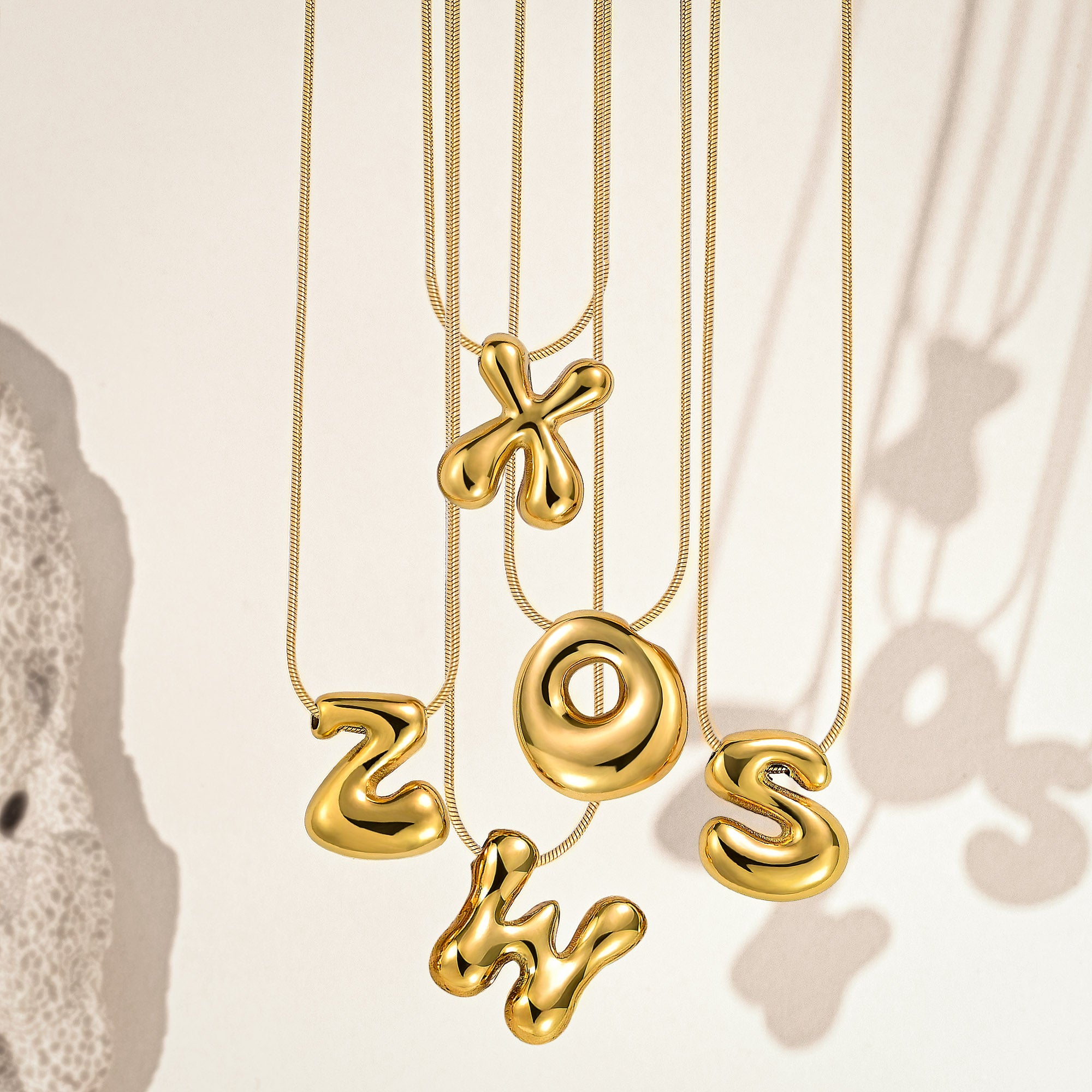 Golden Glow Bubble Letter Necklace
