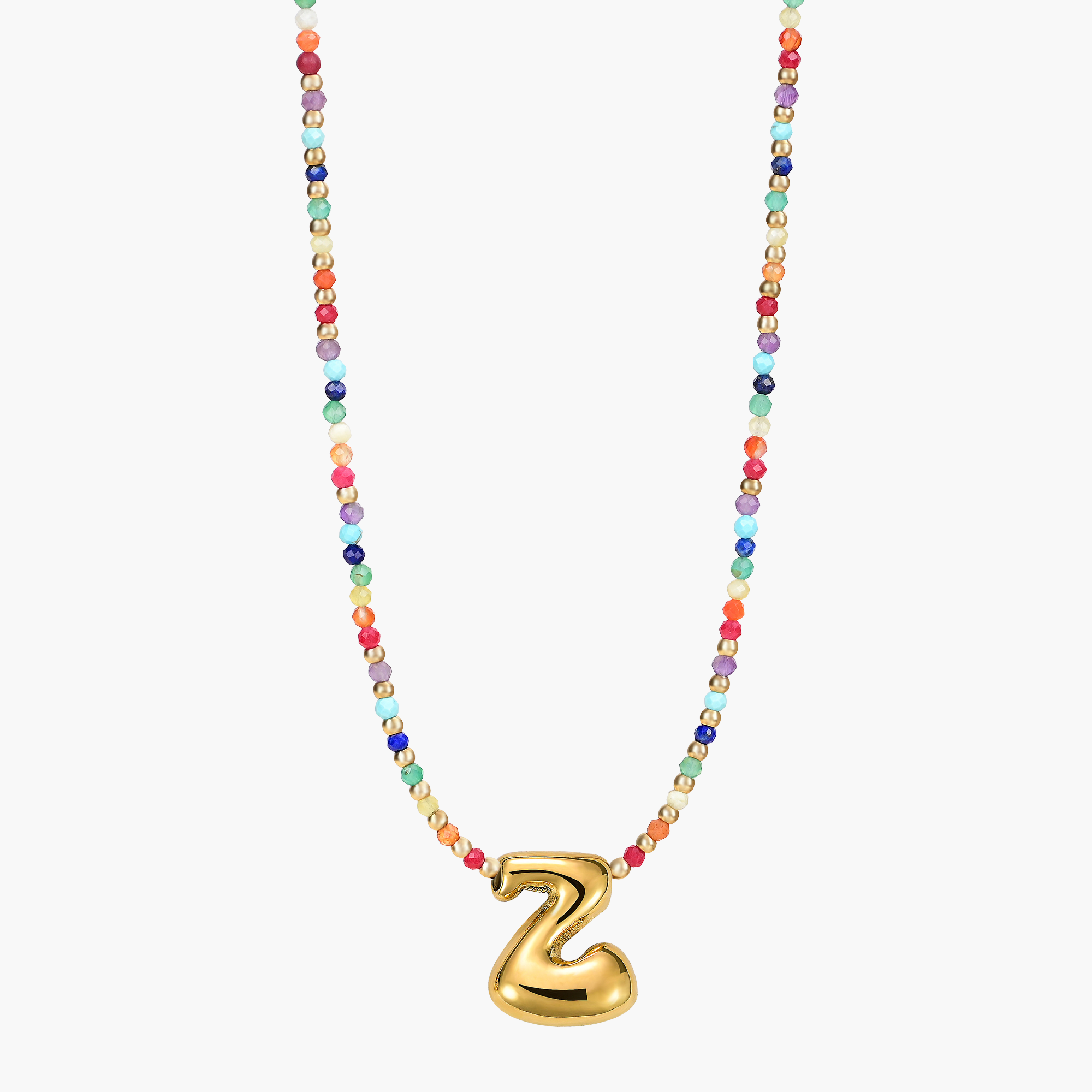 Rainbow Bubble Letter Initial Necklace