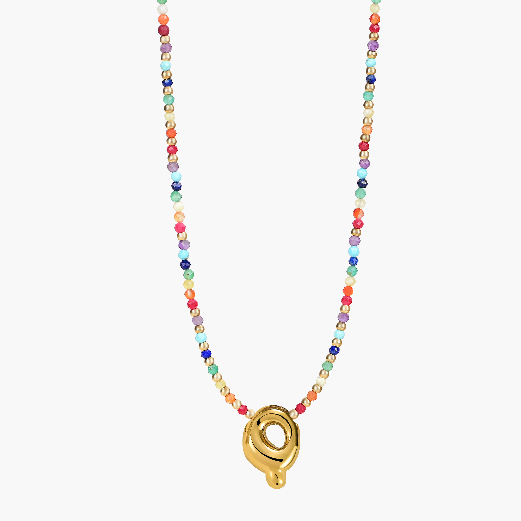 Rainbow Bubble Letter Initial Necklace