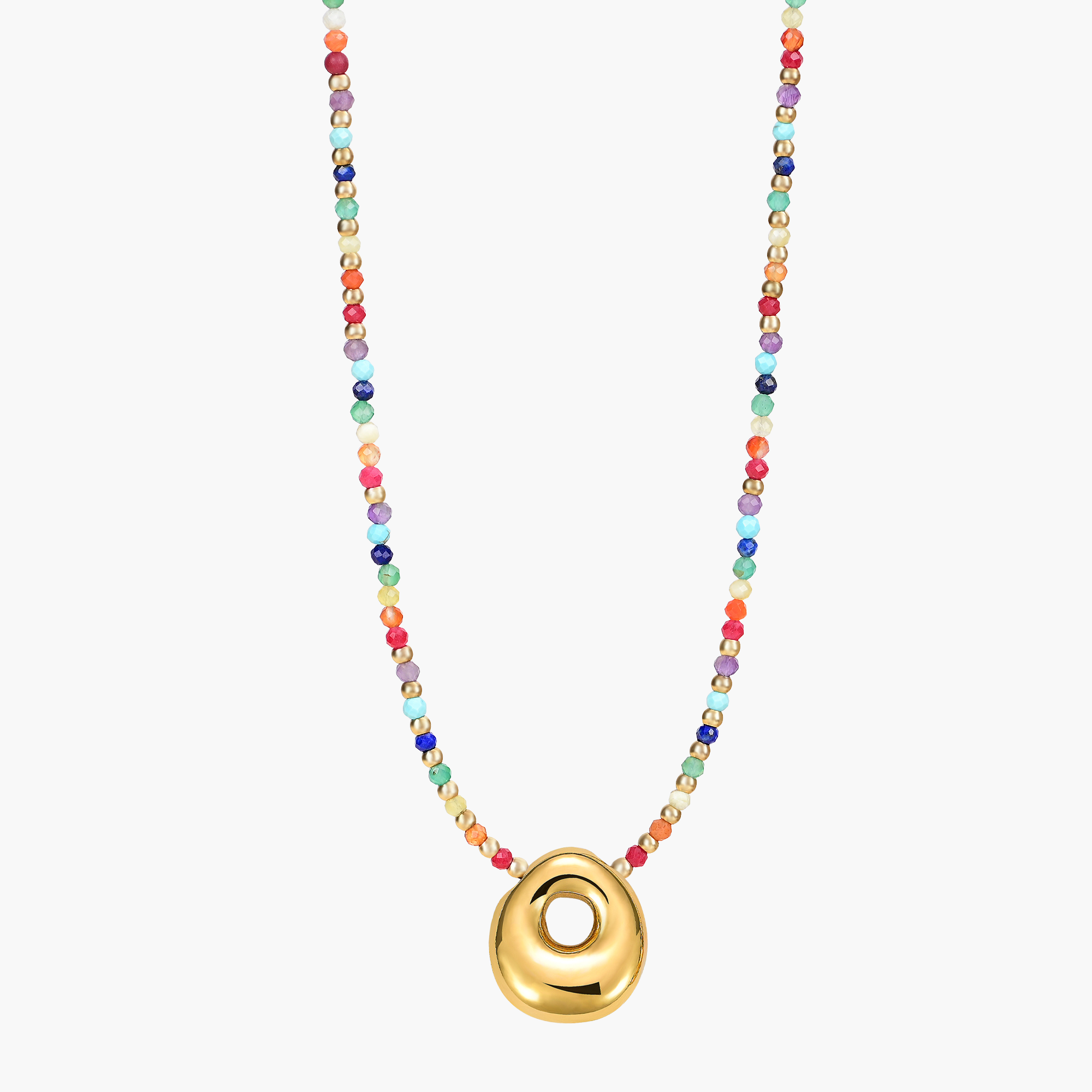 Rainbow Bubble Letter Initial Necklace