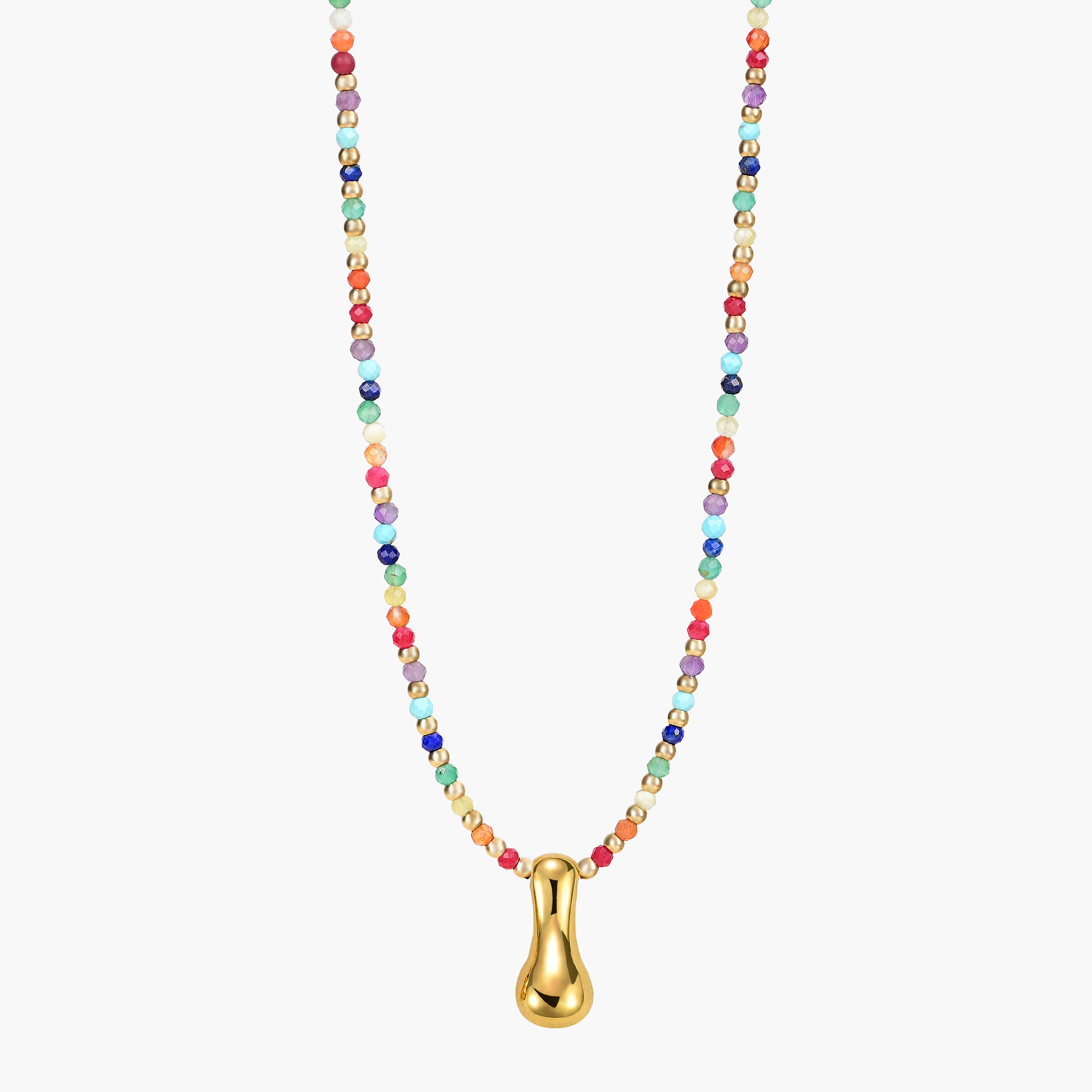 Rainbow Bubble Letter Initial Necklace