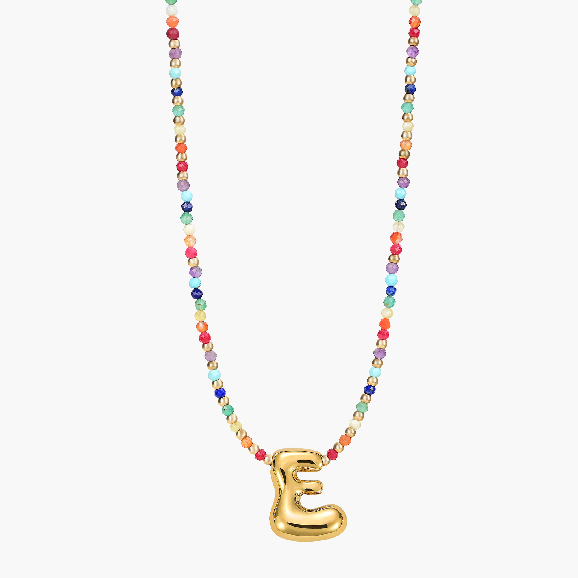 Rainbow Bubble Letter Initial Necklace