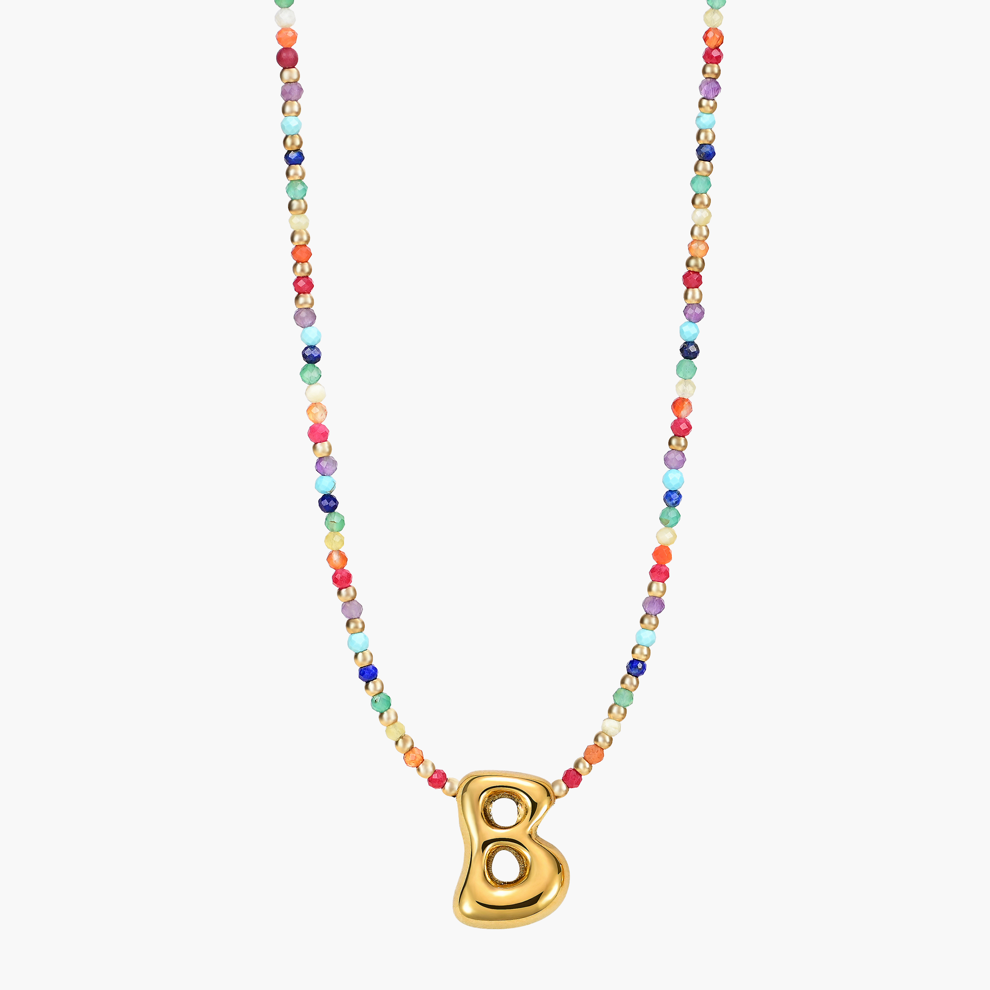 Rainbow Bubble Letter Initial Necklace