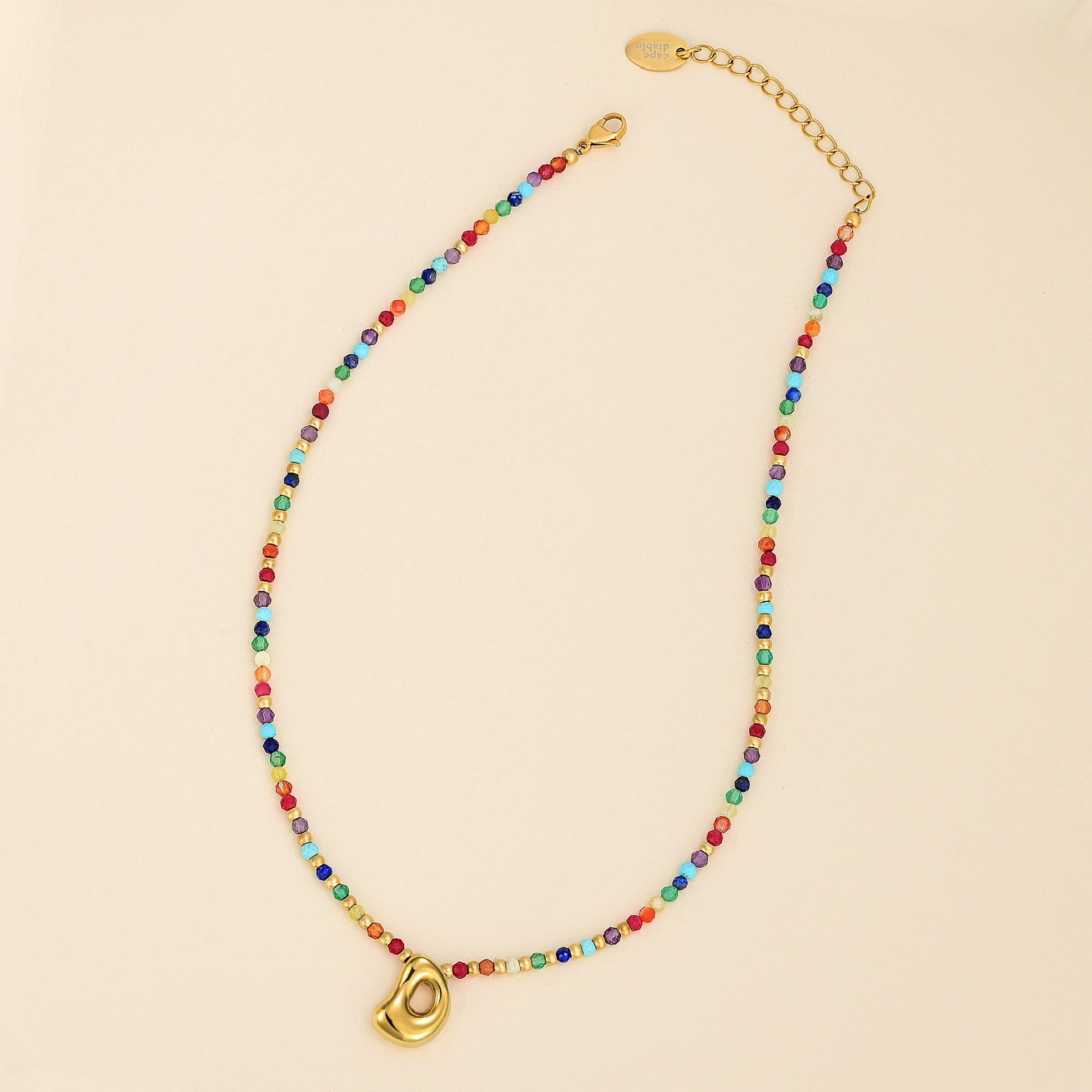 Rainbow Bubble Letter Initial Necklace