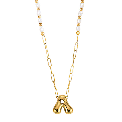 57 Chic Bubble Pearl Initial Chain Necklace Pack