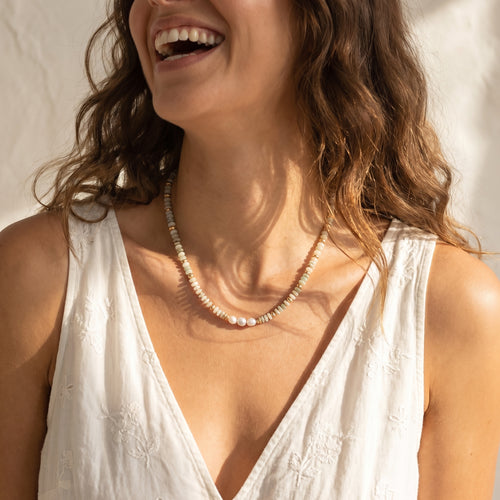 Amazonite Aura Pearl Necklace