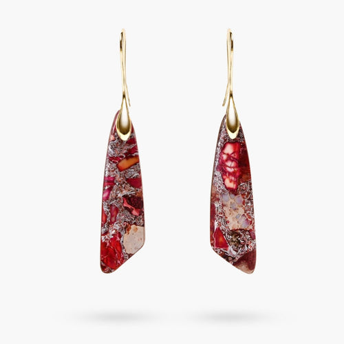 Antique Red Regalite Hook Earrings